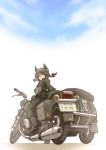  absurdres animal_ears braid cat_ears contemporary extra_ears highres kaenbyou_rin motor_vehicle motorcycle red_hair redhead short_hair solo sonjow4 touhou twin_braids twintails vehicle yellow_eyes 