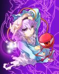  absurdres bad_id eyeball glowing heart highres komeiji_satori mavuki open_mouth pointing purple_eyes purple_hair short_hair smile solo touhou violet_eyes 