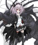  black_legwear black_thighhighs character_request copyright_request korican monster navel pixiv_duel red_eyes short_hair silver_hair skirt thigh-highs thighhighs 
