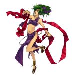  bow bracelet dancer dancing fire_emblem fire_emblem:_seisen_no_keifu green_eyes green_hair hair_bow jewelry kaito_(sawayakasawaday) leen_(fire_emblem) midriff necklace open_mouth ponytail simple_background solo transparent_background 