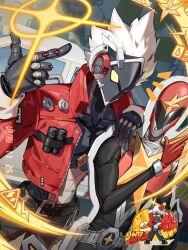 1boy billy_kid happy_birthday long_hair pose robot zenless_zone_zero