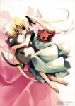  arf barefoot blonde_hair cat fate_testarossa feet hasegawa_kouji highres linith long_hair lying lyrical_nanoha mahou_shoujo_lyrical_nanoha mahou_shoujo_lyrical_nanoha_the_movie_1st megami official_art on_side red_eyes twintails very_long_hair 