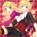  bad_id blonde_hair blue_eyes brother_and_sister cat_ears cat_tail hair_ornament hairclip kagamine_len kagamine_rin kemonomimi_mode renta short_hair siblings tail twins vocaloid 