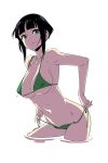  9aki anime_coloring bikini black_hair original payot short_hair simple_background solo swimsuit wading white_background 