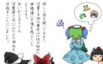  hakurei_reimu kappa kawashiro_nitori kimeemaru kirisame_marisa kochiya_sanae no_eyes no_mouth no_nose pentagon pyonta shameimaru_aya thought_bubble touhou translated translation_request yasaka_kanako yukkuri_shiteitte_ne 