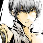  ichimaru_gin male open_eyes sapphire_satou short_hair silver_hair torn_clothes 