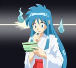  blue_hair chin_stroking face ghost ghost_sweeper_mikami himuro_kinu japanese_clothes kayaku_(banban) kimono long_hair meme miko parody passbook solo sumitomo_mitsui_banking_corporation too_low_salary translated 