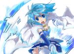  blue_eyes blue_hair cape elbow_gloves gloves magical_girl mahou_shoujo_madoka_magica miki_sayaka open_mouth s@ki_kilisawa short_hair skirt thigh-highs thighhighs white_legwear white_thighhighs 