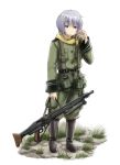  boots gun kannagi_noel knee_boots military military_uniform payot rifle silver_hair sora_no_woto uniform w_k_z167 weapon 