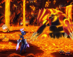  artist_name black_teeth camerupt ceruledge claws colored_teeth commentary crystal cyndaquil ditto egg english_commentary fire flame-tipped_tail flaming_eye glowing graveler groudon lava lava_bath magcargo moltres monferno nostrils open_mouth orange_eyes pokemon pokemon_(creature) pokemon_egg pokemon_focus pokemon_snap primal_groudon purple_fire rock sharp_teeth slugma spikes tail teeth thecalendork torkoal transformed_ditto watermark yellow_pupils 