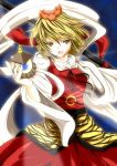  absurdres black_hair blonde_hair blush highres jeweled_pagoda multicolored_hair narokichi open_mouth short_hair solo tiger_print toramaru_shou touhou two-tone_hair yellow_eyes 