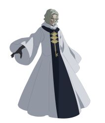  1boy absurdres black_clover black_clover_m:_rise_of_the_wizard_king black_sclera colored_sclera full_body grey_hair highres incredibly_absurdres non-web_source official_art robe simple_background solo transparent_background valtos wavy_hair white_robe yellow_eyes 