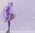  blue_hair bow coat fur_trim gothic_lolita hair_bow hands_clasped justonlooker lolita_fashion long_hair multicolored_hair panty_&amp;_stocking_with_garterbelt pink_hair purple_hair snow solo stocking_(character) stocking_(psg) striped striped_legwear striped_stockings striped_thighhighs thigh-highs thighhighs two-tone_hair very_long_hair winter_clothes 