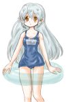  bare_shoulders blush buumin innertube katrina_elesius long_hair one-piece_swimsuit payot school_swimsuit solo swimsuit white_background white_hair wild_arms wild_arms_xf yellow_eyes 