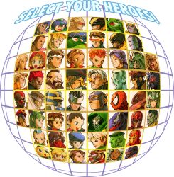  6+boys 6+girls 6+others absurdres akuma_(street_fighter) alien amingo anakaris animal_ears b.b._hood bald bandana beard bengus beret blackheart_(marvel) blonde_hair blue_eyes braid brown_hair cable_(marvel) cactus cactus_boy cammy_white capcom captain_america captain_commando captain_commando_(character) cat_ears cat_girl character_select charlie_nash chun-li clenched_teeth colored_skin colossus_(x-men) commentary crossover cyberbots cyclops cyclops_(x-men) dark-skinned_female dark-skinned_male dark_skin darkstalkers demon_girl dhalsim doctor_doom double_bun dougi dreadlocks earrings english_commentary eyepatch facial_hair fangs felicia_(darkstalkers) fighting_game full_beard gambit glasses glowing glowing_eye green_eyes green_hair green_skin grid guile gustaff hair_bun hat helmet hibiki_dan highres hood hoodie hulk ice_elemental iceman_(x-men) in-franchise_crossover iron_man jewelry jill_valentine juggernaut_(x-men) kanzaki_hayato_(star_gladiator) karate_gi kasugano_sakura ken_masters long_hair m._bison magneto marrow_(x-men) marvel marvel_vs._capcom marvel_vs._capcom_2 mask mega_man_(character) mega_man_(classic) mega_man_(series) mega_man_legends_(series) mohawk morrigan_aensland mouth_mask multiple_boys multiple_crossover multiple_girls multiple_others mummy ninja no_pupils omega_red one-eyed open_mouth orange_hair orange_vest pirate pirate_hat psylocke purple_hair red_eyes red_hair red_hat red_hood red_hoodie resident_evil rogue_(x-men) roll_(mega_man) round_image ruby_heart ryu_(street_fighter) sabertooth_(x-men) saotome_jin scar sentinel_(x-men) servbot_(mega_man) shouting shuma_gorath silver_samurai silver_skin smile sonson spider-man spider-man_(series) spiral_(marvel) star_gladiator storm_(x-men) street_fighter street_fighter_zero_(series) strider_(video_game) strider_hiryuu sweat symbiote teeth thanos tiara transparent_background tron_bonne_(mega_man) twin_braids venom_(marvel) vest visor_cap war_machine white_bandana white_hair wolverine_(x-men) x-men zangief 