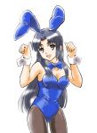  asakura_ryouko blue_eyes blue_hair breasts bunny_ears bunny_girl bunny_tail bunnysuit cleavage fujita_(speedlimit) long_hair pantyhose suzumiya_haruhi_no_yuuutsu tail 