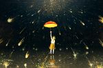 gemi meteor original rain reflection school_uniform serafuku short_hair skirt solo umbrella 