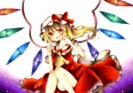  ascot blonde_hair cheek_poke finger_to_face flandre_scarlet hands_on_face hat poking red_eyes side_ponytail solo touhou wings wiriam07 