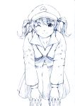  coat face hair_bobbles hair_boobles hair_ornament hands kawashiro_nitori monochrome sketch smile solo touhou twintails vent_arbre wink 