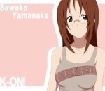  brown_eyes brown_hair bust casual glasses ikari_manatsu k-on! light_smile long_hair solo tank_top yamanaka_sawako 