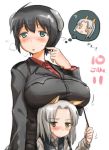  breast_rest breasts breasts_on_head edytha_rossmann height_difference huge_breasts luciana_mazzei multiple_girls size_difference strike_witches 