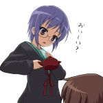  cardigan glasses grey_hair komakedara nagato_yuki school_uniform short_hair surprised suzumiya_haruhi_no_yuuutsu teapot 