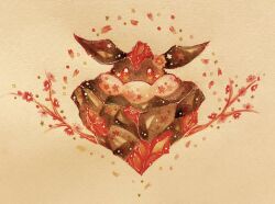  bright_pupils carbink commentary_request full_body light_particles looking_at_viewer no_humans painting_(medium) petals pokemon pokemon_(creature) red_eyes simple_background traditional_media watercolor_(medium) white_background white_pupils yukichi_0611 