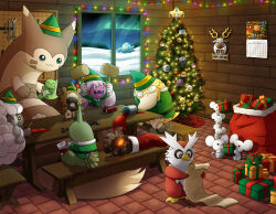 :3 artist_name aurora azurill bidoof blacephalon blissey box brick_floor buck_teeth calendar_(object) cetoddle character_ornament chingling christmas christmas_lights christmas_ornaments christmas_present christmas_stocking christmas_tree closed_eyes closed_mouth clothed_pokemon coal commentary countdown cryogonal delibird ditto elf_hat english_commentary english_text flittle furret gift gift_box glowing glowing_eye green_hat green_shirt hammer hands_on_own_head hat highres holding holding_box holding_gift holding_hammer holding_needle holding_paper holding_stuffed_toy knitting knitting_needle larvitar mallet maushold maushold_(family_of_four) mime_jr. muchlax munna nail_(hardware) natu needle night one-eyed open_mouth paint paper poke_ball poke_ball_(basic) poke_ball_theme pokemon pokemon_(creature) pokemon_focus psyduck red_bag regice rolycoly sack shirt signature sitting sky smile snorunt snow spill stack star_(sky) starmie stary stuffed_toy substitute_(pokemon) table teeth thecalendork tinkaton toy_block toy_car transformed_ditto trapinch tree watermark window wooden_table wooden_wall wooloo workshop wrench wynaut wyrdeer 