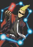  bad_id belt blonde_hair capcom formal ghost_trick hand_in_pocket hourglass loveguiltytour male necktie pointy_hair simple_background sissel smile solo spoilers suit sunglasses yomiel_(ghost_trick) 