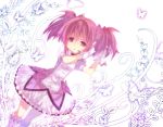  bow bubble_skirt choker dress gloves hair_bow highres kaname_madoka kneehighs magical_girl mahou_shoujo_madoka_magica open_mouth pink_eyes pink_hair puffy_sleeves short_twintails tahya twintails 