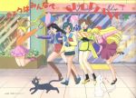  &gt;_&lt; 5girls ^_^ aino_minako artemis_(sailor_moon) bishoujo_senshi_sailor_moon friends happy hino_rei jump jumping kazu. kino_makoto knee_boots luna_(sailor_moon) mall mizuno_ami official_art open_mouth present shopping sidewalk tsukino_usagi window 