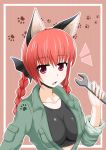  absurdres animal_ears bow bra braid breasts cat_ears hair_bow highres kaenbyou_rin large_breasts lingerie mechanic open_clothes open_mouth open_shirt pokooooo red_eyes red_hair redhead shirt short_hair sleeves_rolled_up solo sports_bra touhou twin_braids twintails underwear wrench 