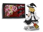  aki_minoriko blonde_hair broom broom_riding hat kirisame_marisa mabui meta mountain_of_faith nintendo parody playing_games solo touhou touhou_(game) wii wii_remote witch witch_hat 