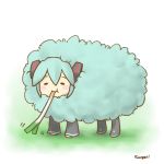  eating fuwafuwa_time hatsune_miku sangatsu_youka sheep spring_onion vocaloid wool 