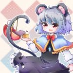  animal_ears ankoku4649 bad_id basket cheese grey_hair jewelry mouse mouse_ears mouse_tail nazrin pendant red_eyes short_hair solo tail touhou 