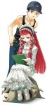  dress gothic_lolita hairband hat iori_junpei jack_frost kokutou_eiri lolita_fashion long_hair persona persona_3 platform_shoes red_eyes red_hair redhead ribbon simple_background sketchbook smile sweatdrop yoshino_chidori 