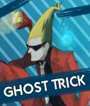  blonde_hair capcom english formal ghost_trick lamp male necktie pointy_hair ray_(ghost_trick) sissel sitting spirit spoilers suit sunglasses yomiel_(ghost_trick) 