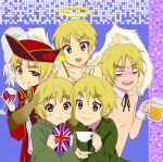  :d angel animal_ears annoyed axis_powers_hetalia beer beverage blush drunk evil flag grin group halo hat military_uniform pirate rabbit_ears ribbon shirtless shy smile teacup thick_eyebrows toga uniform united_kingdom_(hetalia) wand wine wings 