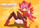  elbow_gloves female gloves hair_ornament jitetsu_otoko_ddn kame-rider kamen_rider kamen_rider_ooo kamen_rider_ooo_(series) pink_hair red red_eyes rider-tan solo tajador_(ooo_combo) thigh-highs thighhighs 