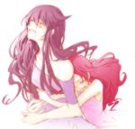  dress hanasaki_tsubomi heartcatch_precure! holding hug long_hair precure purple_hair red_hair redhead tears tsukikage_yuri 