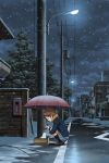  cat for_adoption highres kuruneko night original scarf snow solo street umbrella yahha 