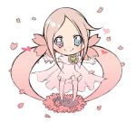  cape cherry_blossoms chibi dress elbow_gloves flower gloves heart heartcatch_precure! heterochromia infinite_precure long_hair mikunido202 mugen_silhouette pink_eyes pink_hair precure spoilers thigh-highs thighhighs twintails very_long_hair 