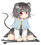  :&lt; animal_ears blush capelet dowsing_rod dowsing_rods face grey_hair jewelry kneeling mouse_ears mouse_tail nanana_(chicken_union) nazrin pendant red_eyes sitting solo tail touhou wariza 