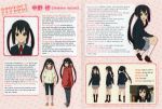  black_hair casual character_profile character_sheet hard_translated highres k-on! nakano_azusa official_art profile_card school_uniform translated turnaround twintails 