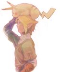  blonde_hair earrings face gloves jewelry link male nintendo penta5 pikachu pointy_ears pokemon super_smash_bros. the_legend_of_zelda twilight_princess 