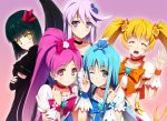  :3 :d black_hair blonde_hair blue_eyes blue_hair blush bob_cut breast_hold breasts choker collarbone crossed_arms cure_blossom cure_marine cure_moonlight cure_sunshine dark_precure dress elbow_gloves gloves hanasaki_tsubomi heartcatch_precure! kurumi_erika lavender_hair long_hair magical_girl multiple_girls myoudouin_itsuki open_mouth pink_eyes pink_hair ponytail precure purple_background purple_eyes shiva shiva_(artist) shiva_(executor) smile tsukikage_yuri twintails v violet_eyes wink yellow_eyes 