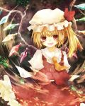  ascot blonde_hair blush flandre_scarlet hat highres open_mouth red_eyes short_hair side_ponytail solo the_embodiment_of_scarlet_devil touhou utaori wings 