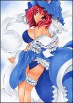  ass breasts ghost hat looking_back marker_(medium) pastel_(medium) red_eyes red_hair redhead saigyouji_yuyuko short_hair solo strapless touhou traditional_media yadokari_genpachirou 