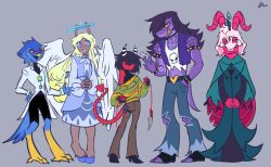  artist_request berdly_(deltarune) cosplay crossover deltarune hellaverse kris_(deltarune) noelle_holiday ralsei susie_(deltarune) 