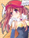  breasts brown_eyes brown_hair cabbie_hat cape cleavage hat kizuki_erika ragnarok_online smile solo 